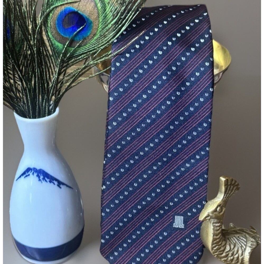 Vintage Lanvin Paris Silk Tie | Dark Academia | Boss | Navy Red | Old Money Sexy